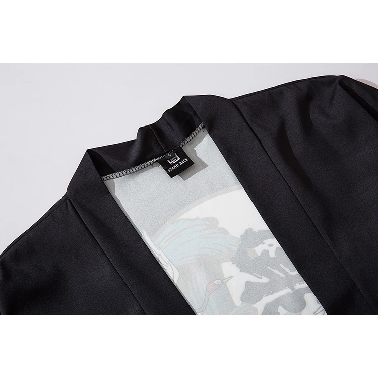 سترة كيمونو خارجية للرجال والنساء باللون الأسود على الموضة ملابس يابانية فضفاضة هاراجوكو للجنسين مستوردة
