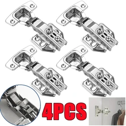 New 4/2/1Pc Stainless Steel Cabinet Door Hinges Hydraulic Damper Buffer Soft Close Quiet Wardrobe Door Concealed Hinges Hardware