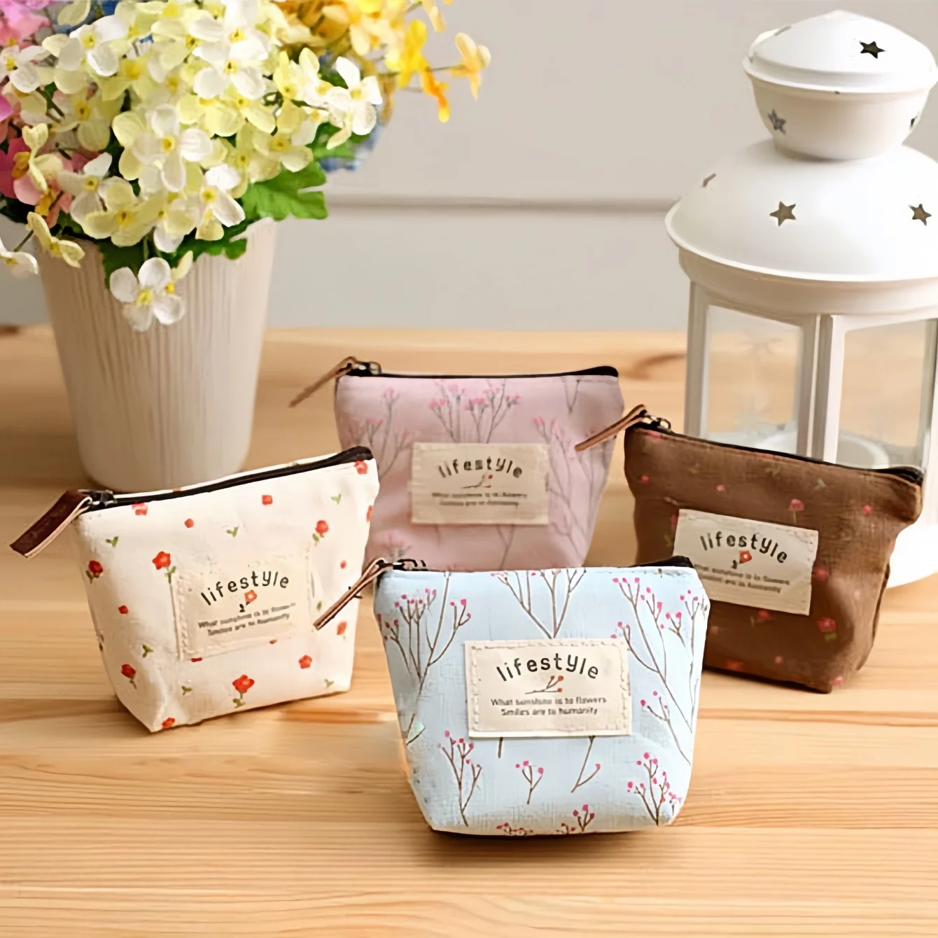 Niedliche Geldbörsen mit Blumenmuster aus Segeltuch, Geschenktüte mit Verschluss, Kussverschluss, Wechseltasche, Mini-Geldbörse, Vintage-Schmuckstücke