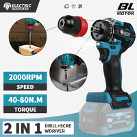 Electric Goddess DDZ005 Brushless Motor 10mm Electric Impact Drill Cordless Handheld Driver Power Tool  ﻿For Makita 18V Battery