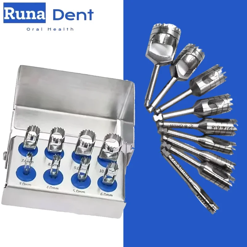 8Pcs Dental Implant Bone Trephine Bur Disinfection Holder Handpiece Surgical Implant Drill Instrument