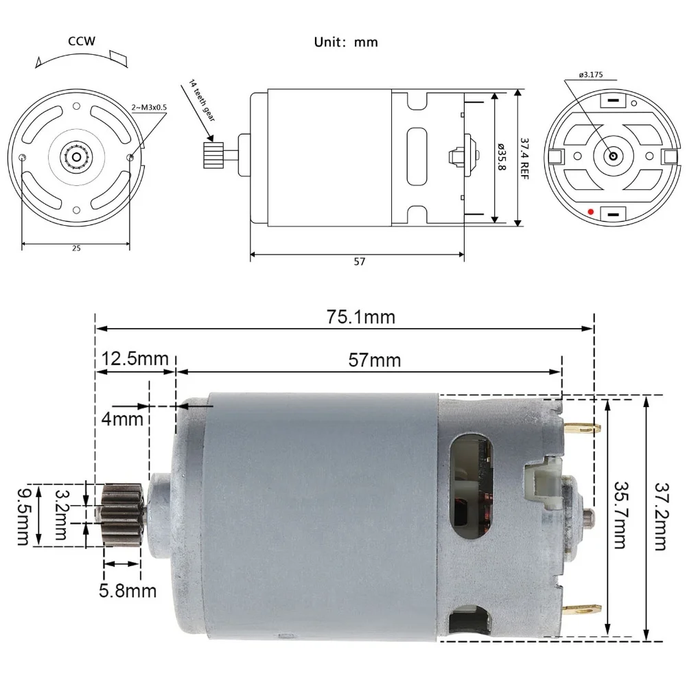 14 Teeth RS550 DC Motor 10 8V to 25V Electric Motor for Use with Reciprocating Saws and Handheld Drills Offering 25000 RPM Speed