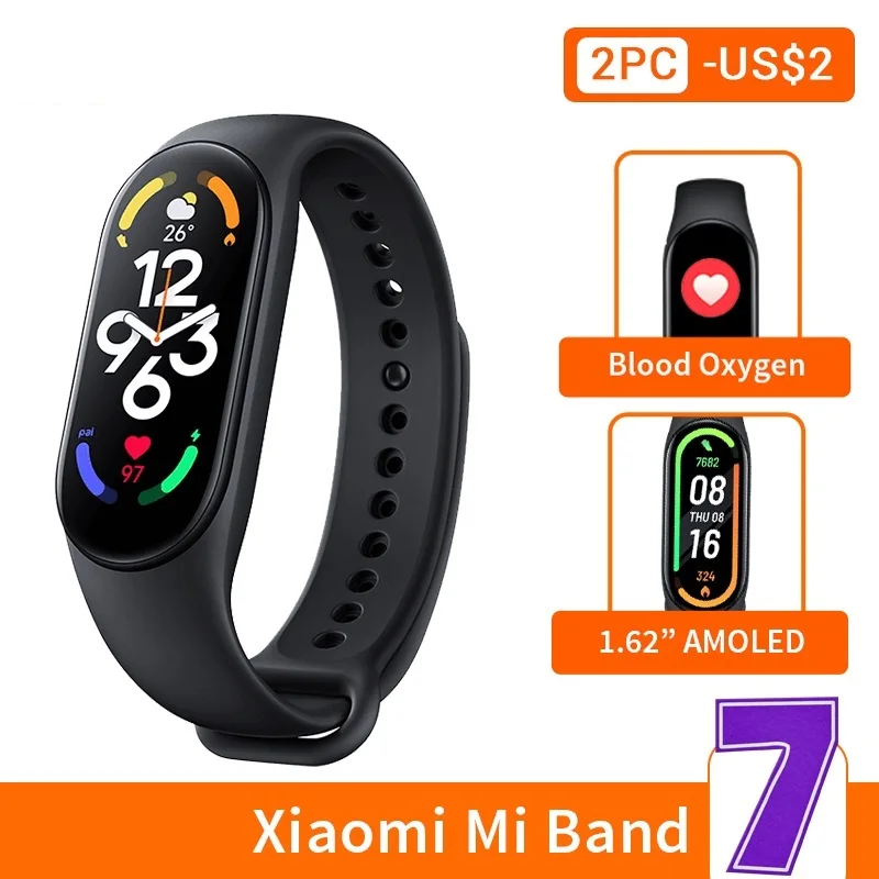 

Top Band 7 Smart Bracelet 6 Color AMOLED Screen Miband 7 Blood Oxygen Fitness Traker Bluetooth Waterproof Smart Band