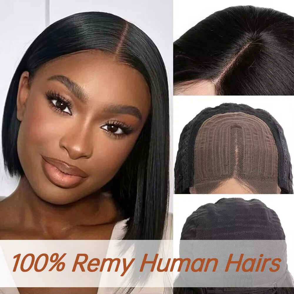 

4 × 4 парик из фронтального кружева 10-16 дюймов, человеческие волосы, черный Боб, милый парик, Короткие шелковистые прямые волосы для черных женщин, легкие в использовании безклеевые парики