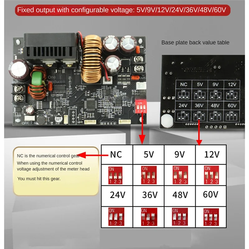 Convertitore boost antipertensivo CNC da 1200 W DC 6-70 V Ingresso alimentatore regolabile Modulo di ricarica solare a tensione costante