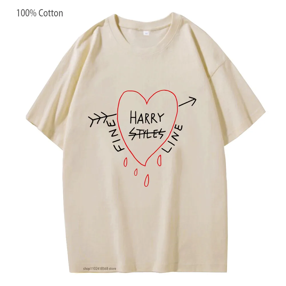 Happy Fine Line Print T-Shirts Harry Styles Treat People Kindness Fashionable Shirts Women's Tshirt Men Clothing 100% Cotton Tee