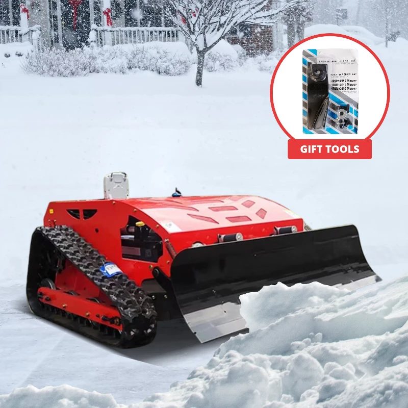 جزازة العشب التي يتم التحكم فيها عن بعد مع مجرفة الثلج، أرض المراعي منحدر الحديقة، جزازة العشب الآلية الزراعية، جزازة العشب متعددة الوظائف