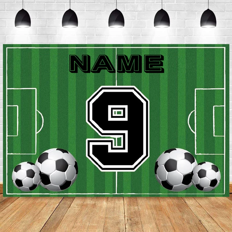 

Customized Football Backdrop Boys Happy Birthday Party Soccer Kids Photograph Background Photo Banner Decoration