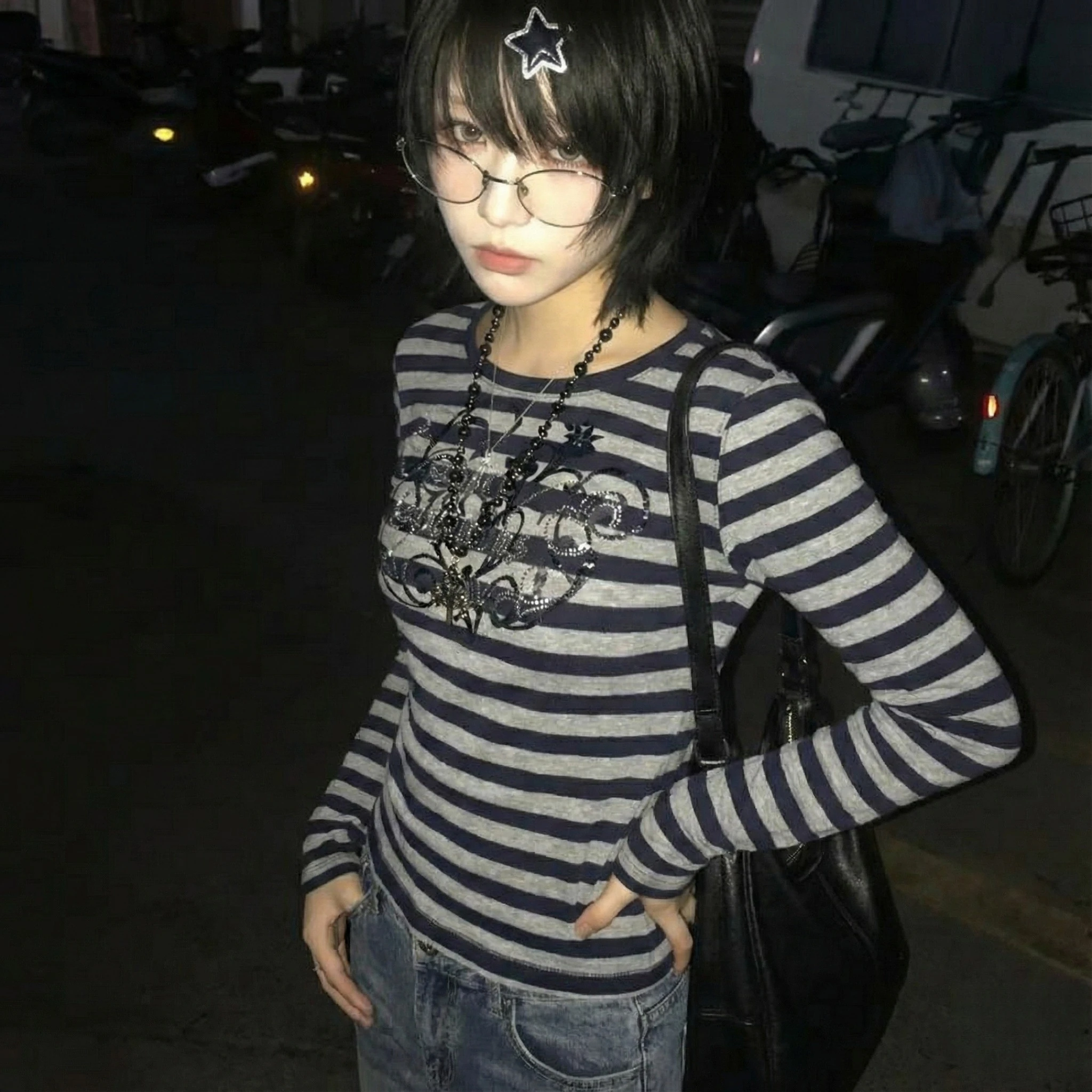 

Винтажная футболка Y2K с длинным рукавом, в стиле Харадзюку, с круглым вырезом, с американским винтажным принтом, повседневная, готическая, осенняя, в стиле панк, одежда 2026