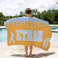 Ships Next Day Personalized Ice Cream Drip Baseball Beach Towel For Boys Drip Beach Pool Towel Team Gift Youth Baseball Gift