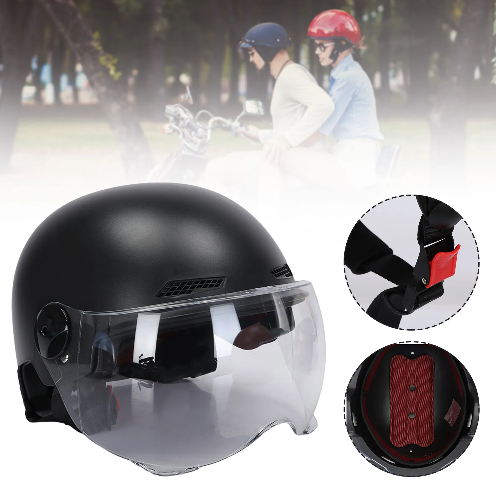 Adult Electric Motorcycle Helmet Half Helmet Scooter Motor Crash Helmet Motorcycle Bicycle Sunshade Sun Protection Summer