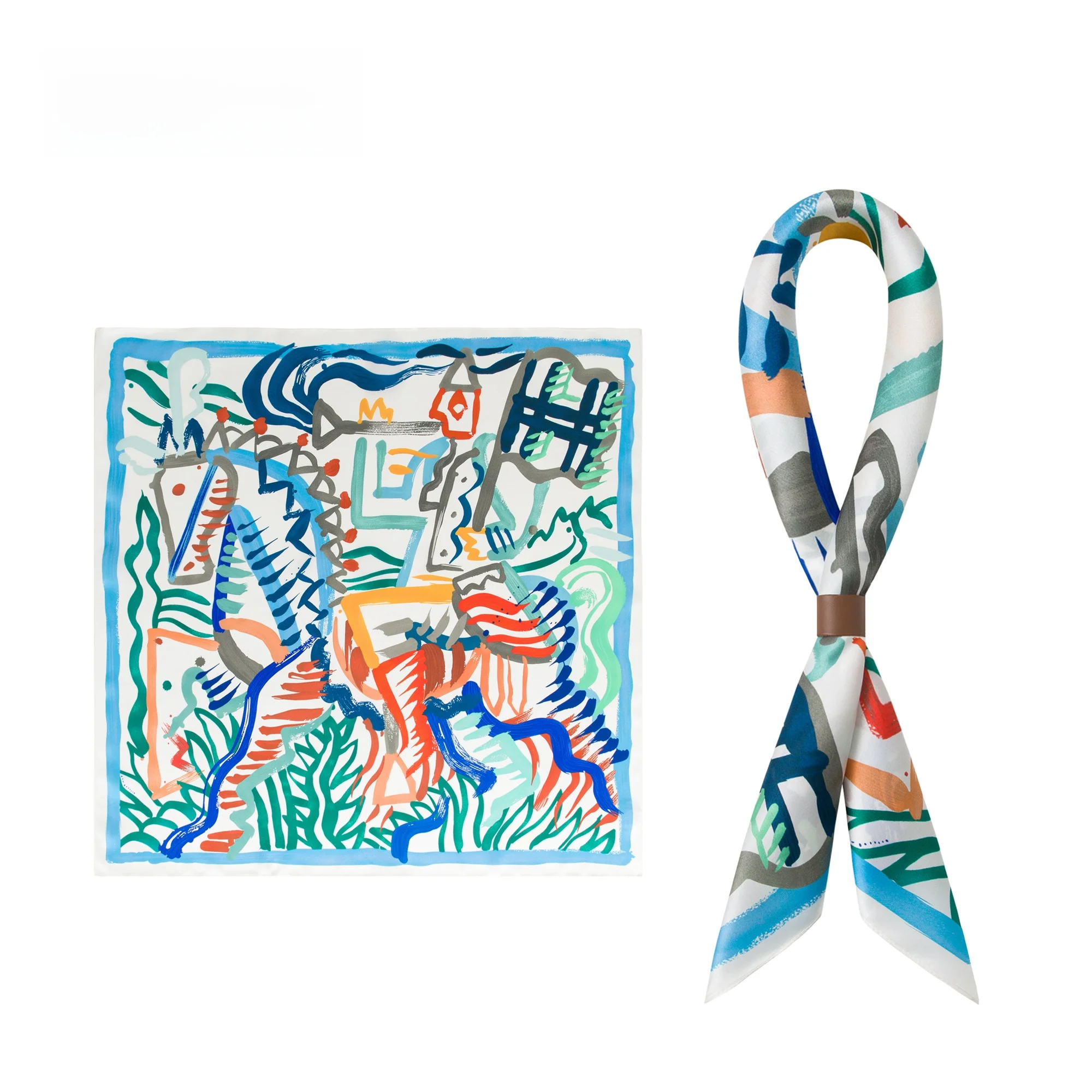 芸術的なグラフィティキングダムスカーフトレンディメンズアウトドアパーティーベルトヘッドラップ多用途シルクスクエアスカーフオールシーズン対応