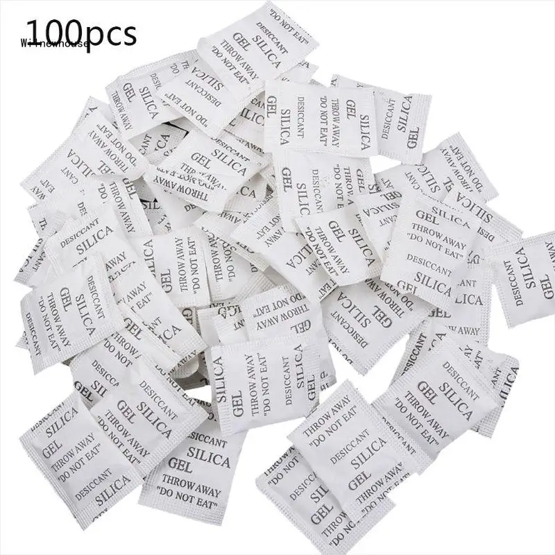 100 Packets Non-Toxic Silica Gel Desiccant Pack Moisture Absorber Dehumidifier for Kitchen Clothes Storage Room Dropship