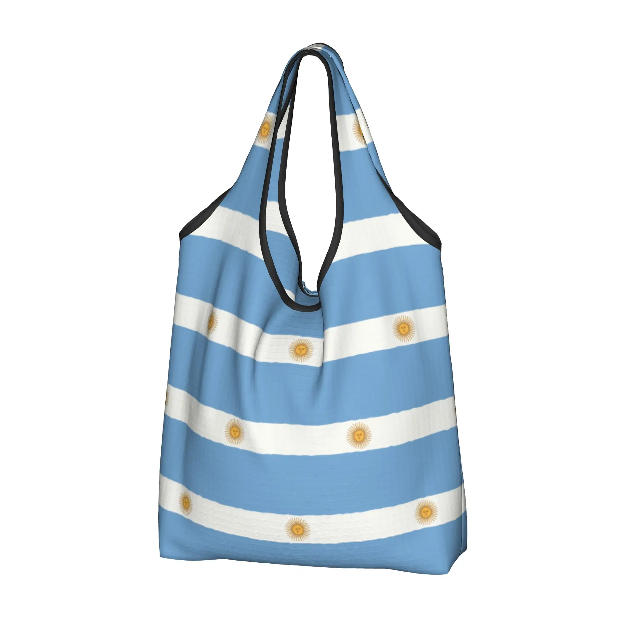Recycling Flag of Argentina Shopping Bag Women Tote Bag Portable  Grocery Shopper Bags