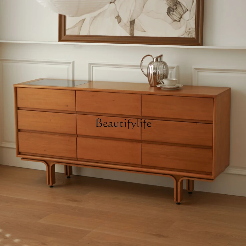 

Bedroom Living Room Solid Wood Storage Cabinet Storage Wall Sideboard Cabinet Modern Minimalist