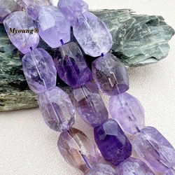 Large Faceted Natural Purple Crystal Amethysts Ametrines Cutting Nugget Focus Beads For DIY Jewelry Making MY231078