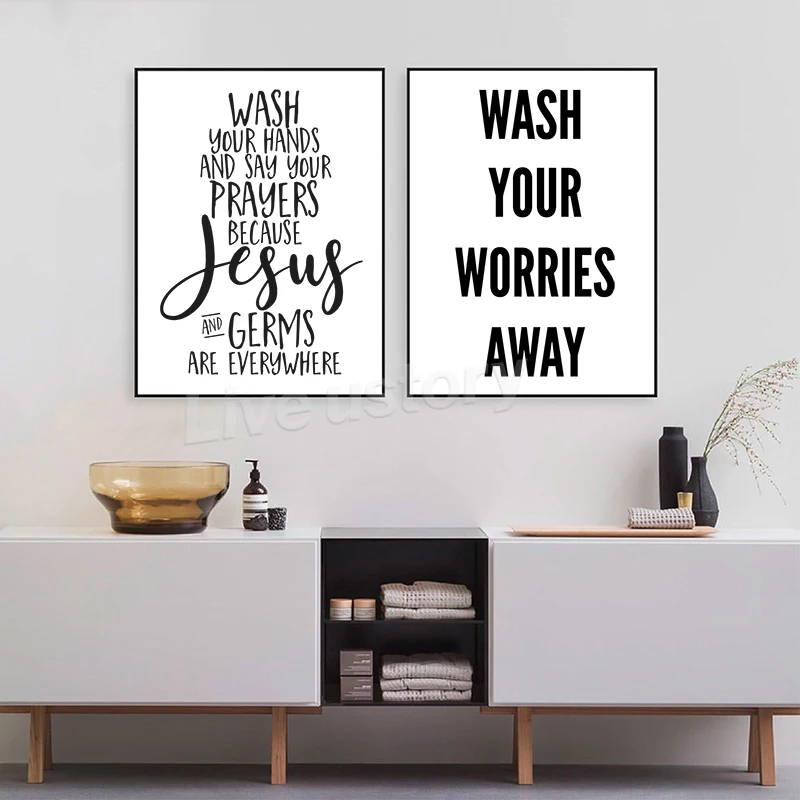 Funny Unisex Toilet Sign Print Wall Art Poster , Wash Your Hands Funny Toilet Canvas Painting Wall Picture Bathroom Art Decor