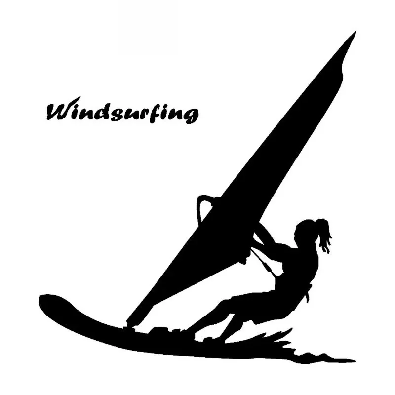 Car Sticker Water Sports Windsurfing Surf Beach Style Fashion PVC Car Model Sticker Decal Waterproof Black/White,17cm*16cm