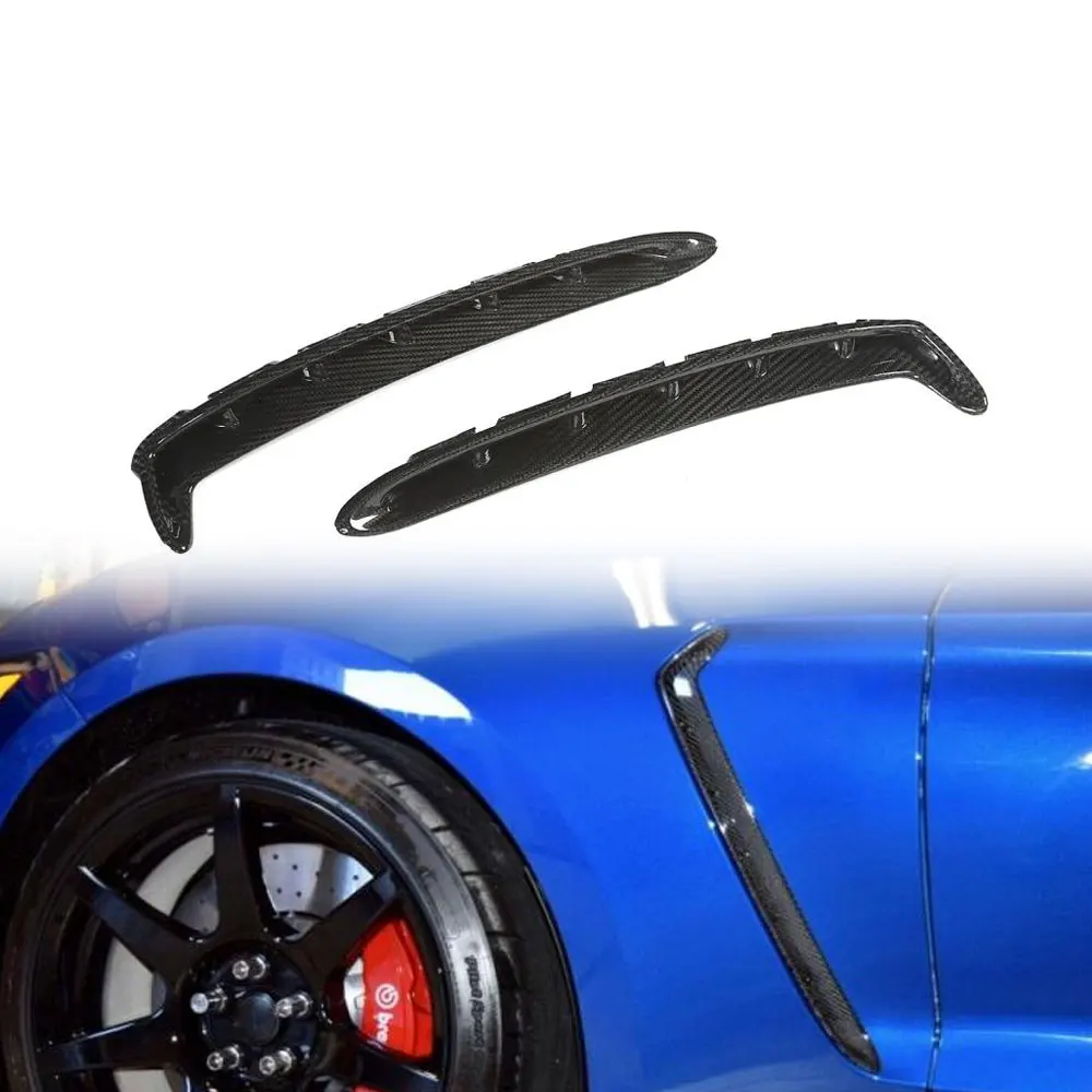 Real Carbon Fiber Side Fender Air Vent Trim Covers for Ford Mustang Shelby GT350 2019UP