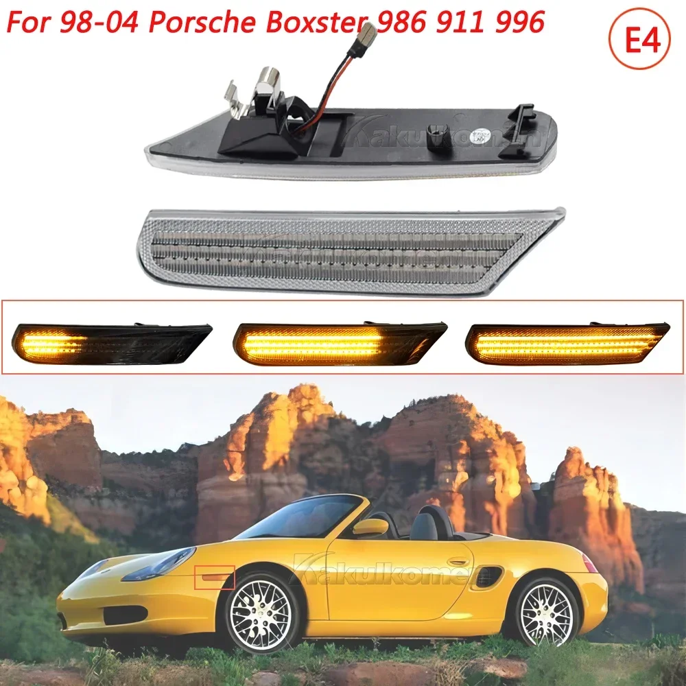 2x Dynamic Amber LED Side Marker Light For Porsche Boxster 986 996 911 Carrera Targa 1996-2004 Turn Signal Lamp OEM# 99663103701