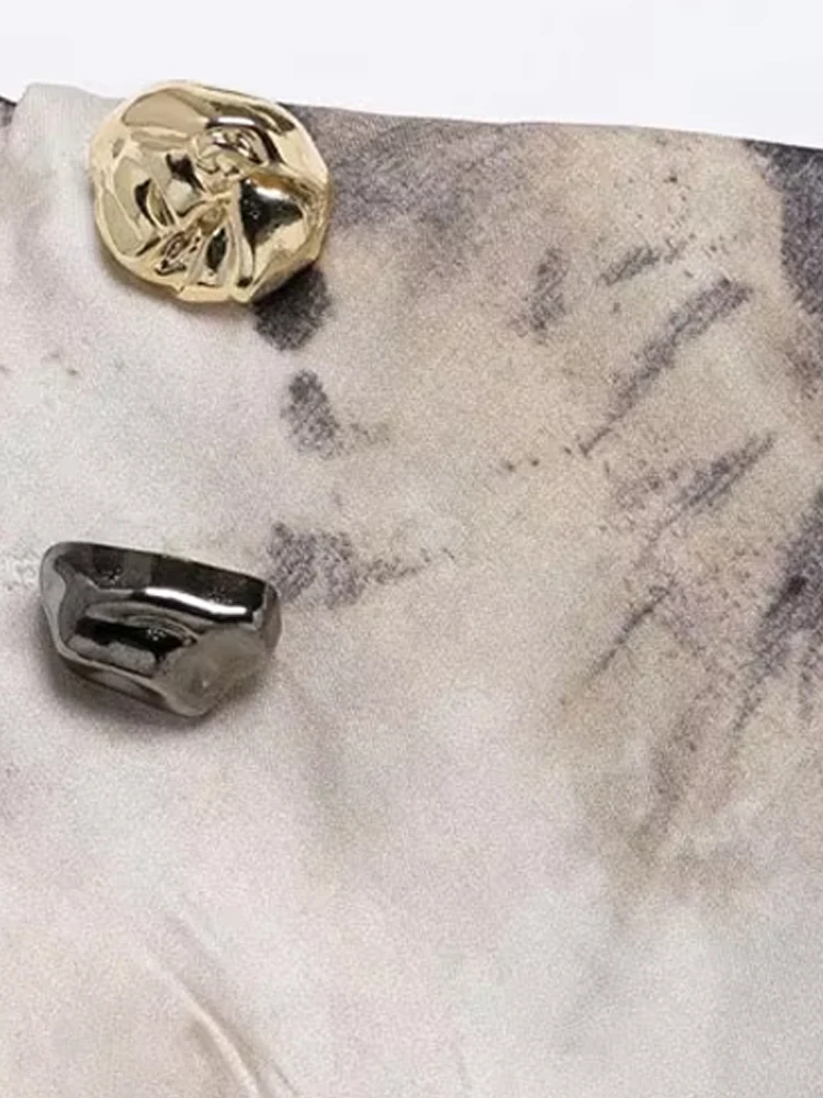 قمصان نسائية متدفقة مطبوعة على الموضة وتنورة متوسطة الطول بخصر عالي المرونة مكونة من قطعتين ملابس نسائية كاجوال أنيقة