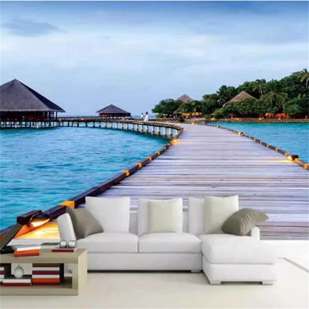 3D Ocean mural wallpaper living room sofa TV background wall paper home decor beach scenery wallpaper picture
