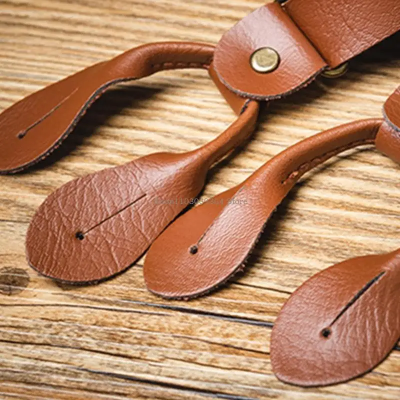 

Stylish Classical Suspenders Adjustable Suspenders PU Chain Metal Clip Brown PU Belt for Wedding Business Wear