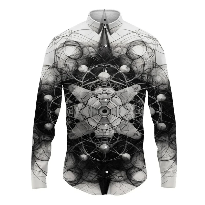 

Mens Shirt 3D Creative Patterns Art Printed Lapel Casual Fashion Long Sleeves Shirts Button Tops Streetwear Shirt Blouses Shirts