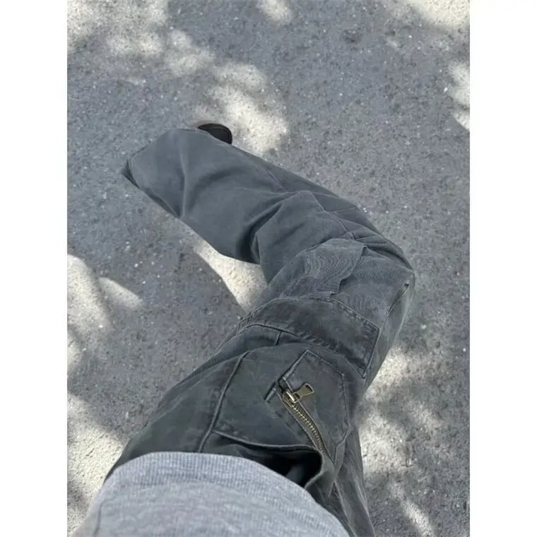 American Multi-pocket Utility Pants For Men, Autumn-style Slightly Flared Pants, Loose Casual Straight-leg Pants