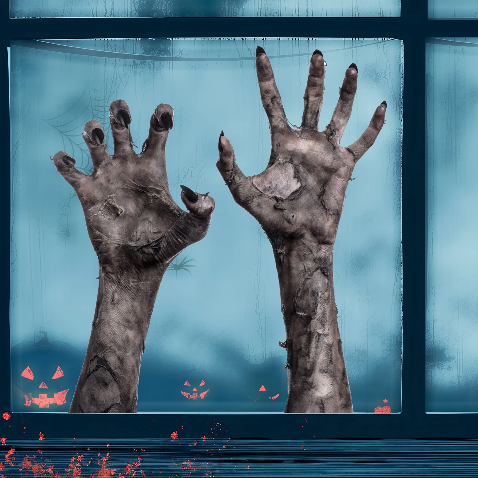 Multi-style Realistic Zombie Reaching Hands Wall Sticker Blood Handprint Toilet Decal Removable PVC Halloween Decoration