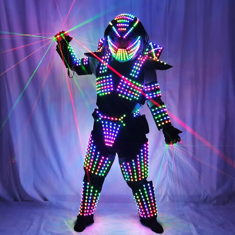Full Color LED Robot Suit, Laser Predator Costume, Stage Dancer, Iron Soldier Wearing, Cosplay Suit for Nightclub