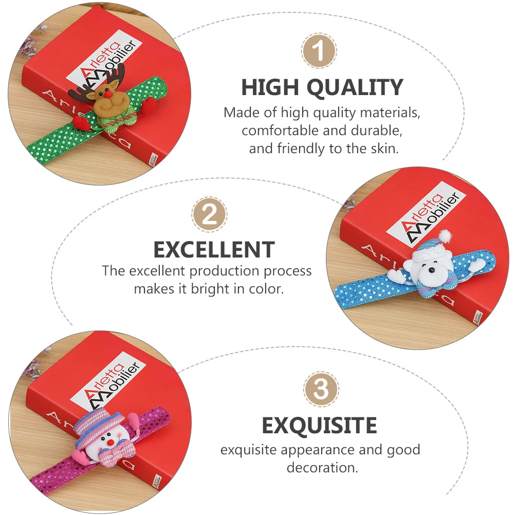 8 шт. ленты с подсветкой, креативные браслеты на рождественскую тематику, декоративные украшения на запястье, реквизит для вечеринки для детей, сувениры для вечеринок