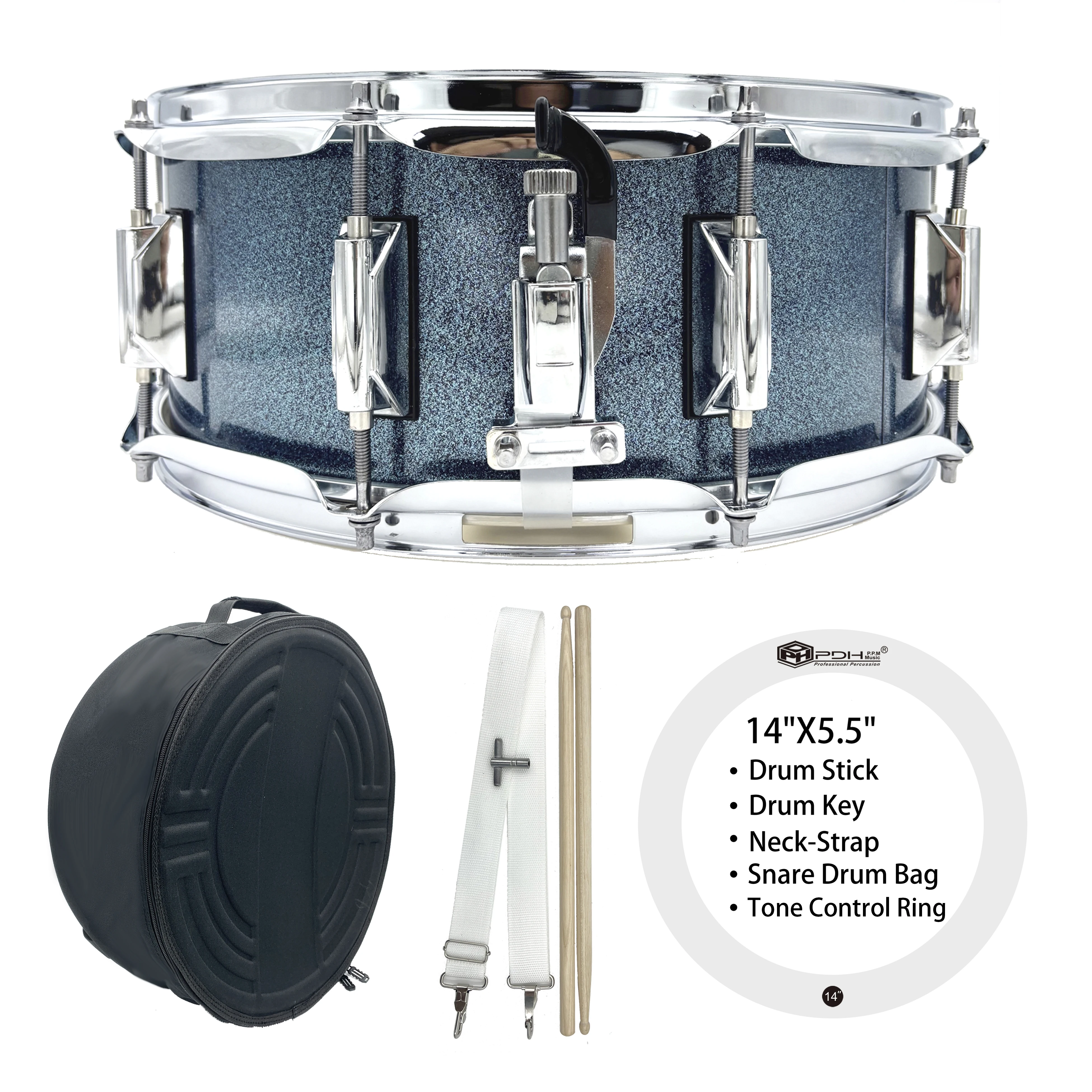 

Wood Shell Snare Drum 14x5.5 with 0.25mm Coated Drum Head, High-quality Hardware Material