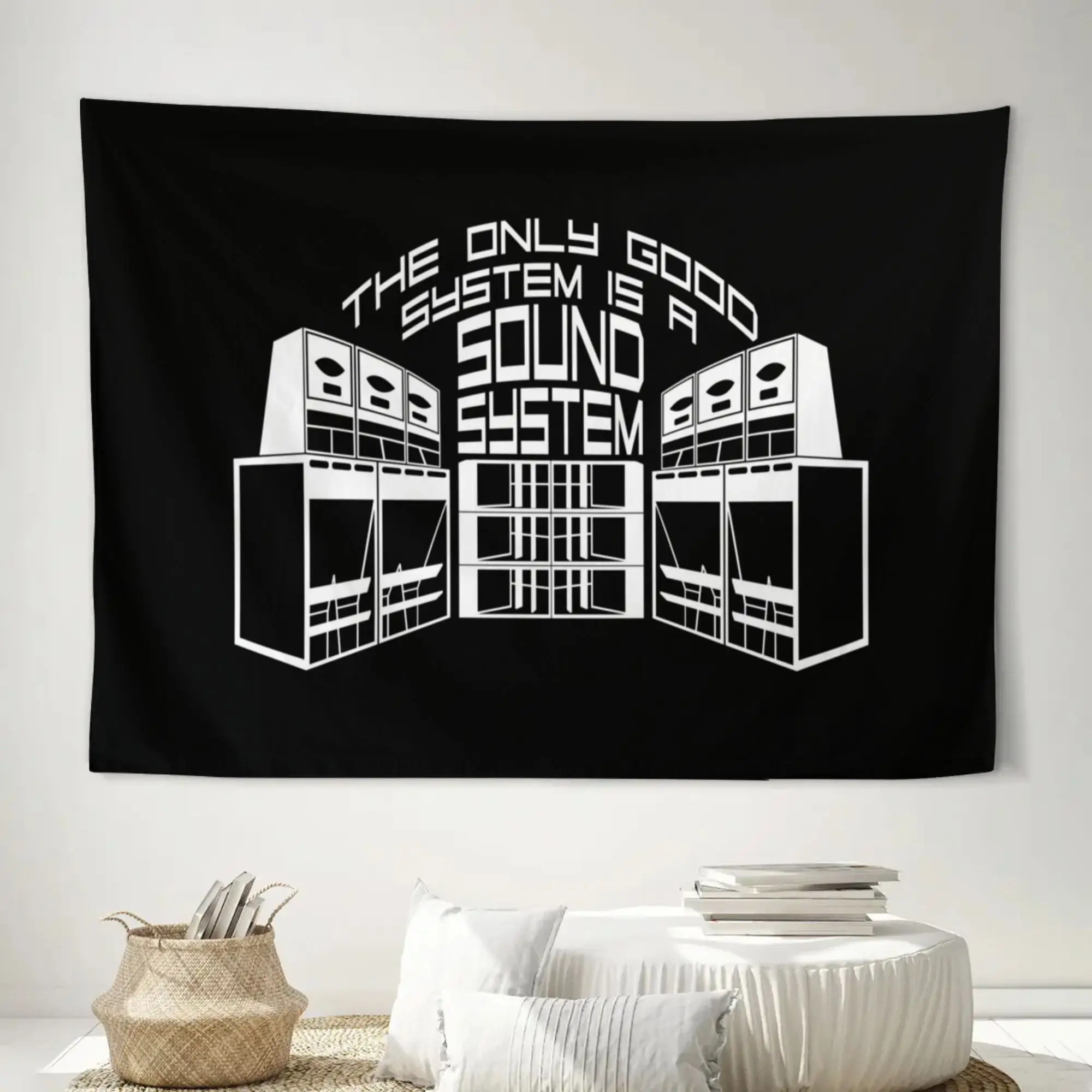 Retro Sound System Art Tapestry Wall Hanging Decor for Music Lover Stereo Audio Vinyl Records Modern Acoustic Poster Gift Room W