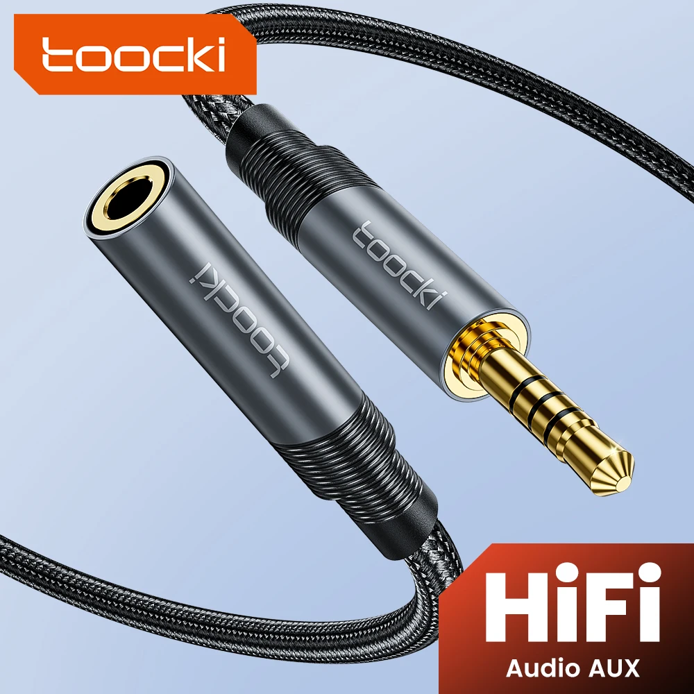 Toocki cabo aux de 3.5mm para fone de ouvido de carro macho para fêmea cabo de alto-falante de extensão de áudio com microfone para samsung tv box laptop