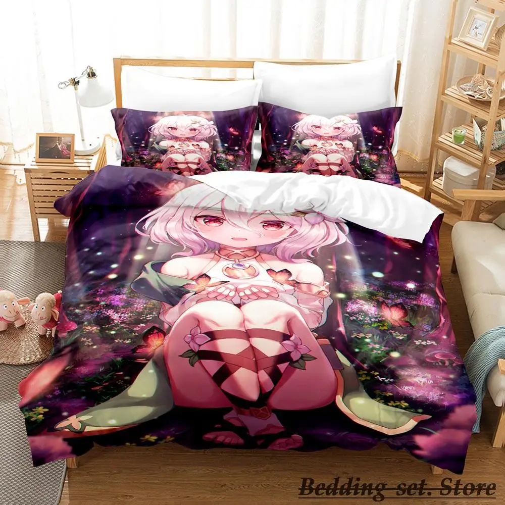 

2023 Kokkoro Bedding Set Single Twin Full Queen King Size Bed Set Adult Kid Bedroom Duvetcover Sets Anime parure de lit Bed