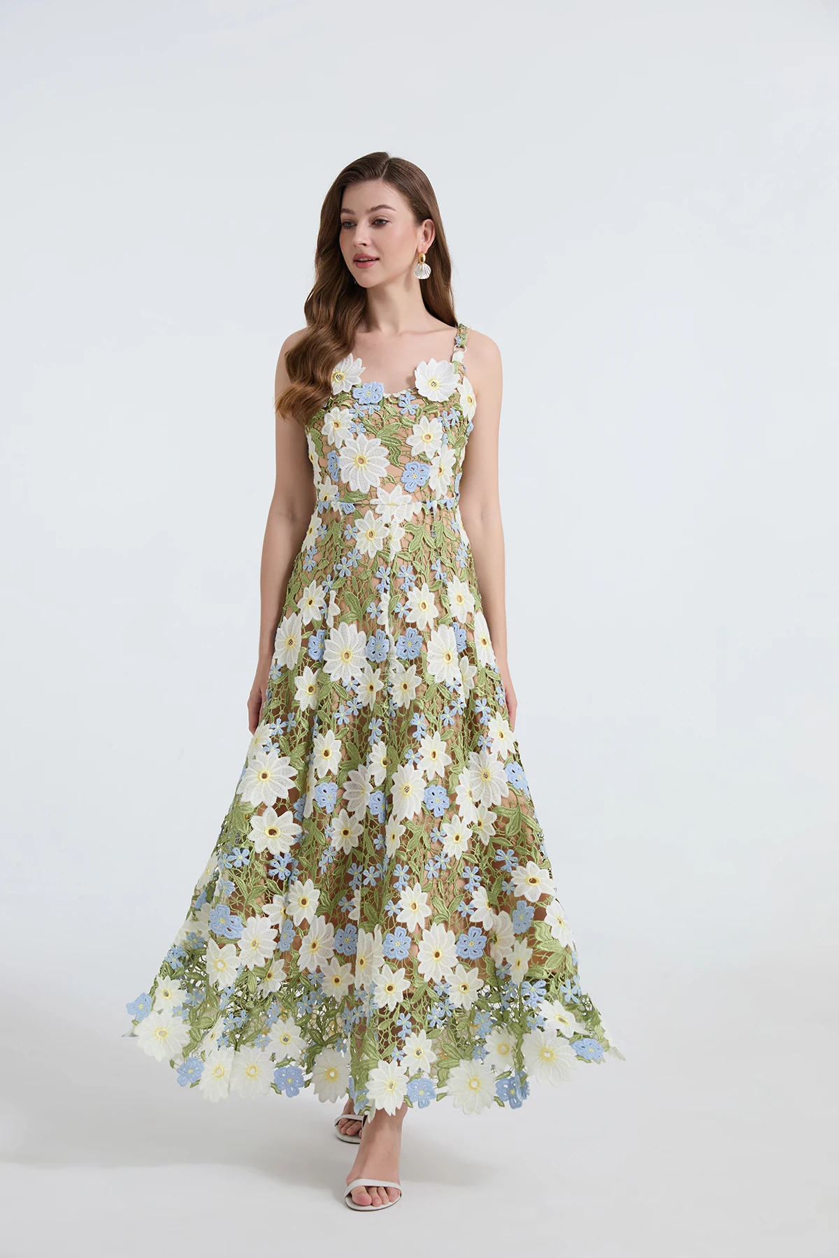 Summer Floral Formal Evening Long Dress Women Runway Luxury Hollow Out Sexy Backless Embroidery Maxi Birthday Party Dresses