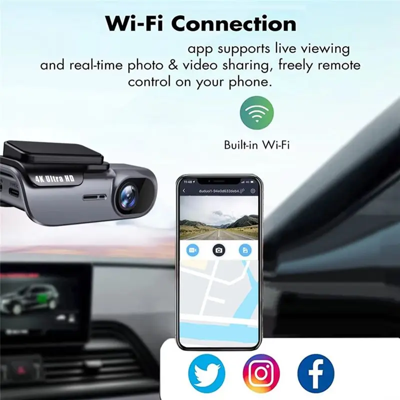 A92Z Night Vision Monitor 4K Dash Cam WIFI Car DVR Camera Video Drive Recorder Dashcam Registrar Black Box 24 Hours