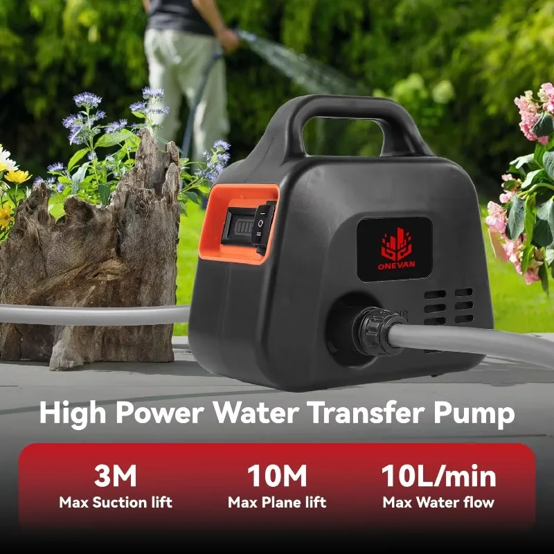 Portable Wireless Lithium Battery Electric Oil Pump Diaphragm Digital Display Self-Priming 10M Hose 3m Inlet Pipe 10L