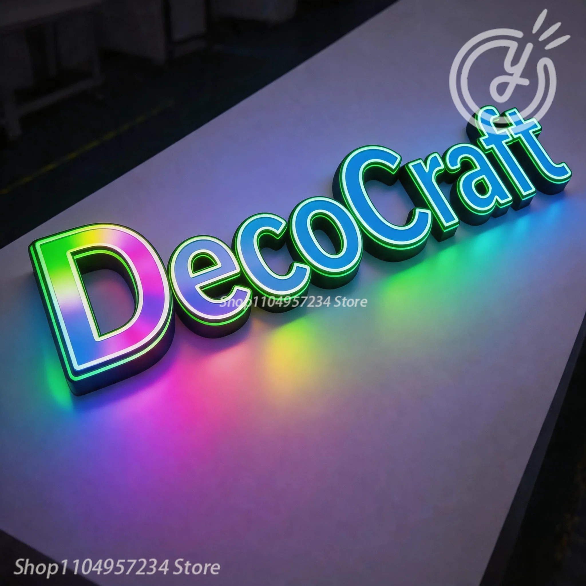 Custom Large Luminous Letters Sign for DecoCraft, LED Signboard Metal Acrylic Wall Business Neon Logo Garage Signage Lights