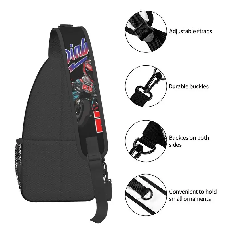 Bolsas de motocicleta Racer Sling para homens, mochila casual de ombro, mochila peito, viagem, caminhada, Fabio Quartararo