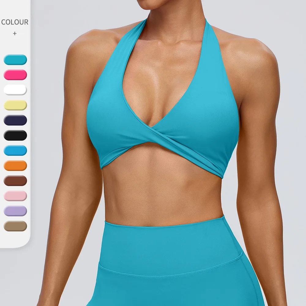 Women's yoga Bra, sexy Neck Hanging, Beautiful Back, No Steel Ring, with Chest Cushion Sports Bra, Shaping, Fitness Running Vest