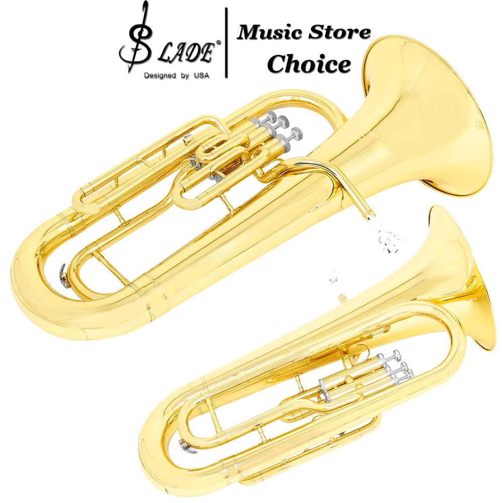 SLADE 3-key Vertical Key Euphonium Bb Flat Baritone Professional Woodwind Instrument Parts&Accessories with Back Straps Glove