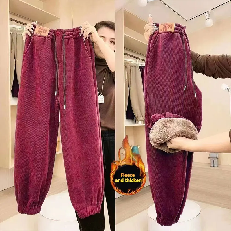 Pants Women Plush Sweatpants Women\'S Autumn And Winter New Pants Loose Straddle Casual Lamb Fleece Warm Cotton Pants