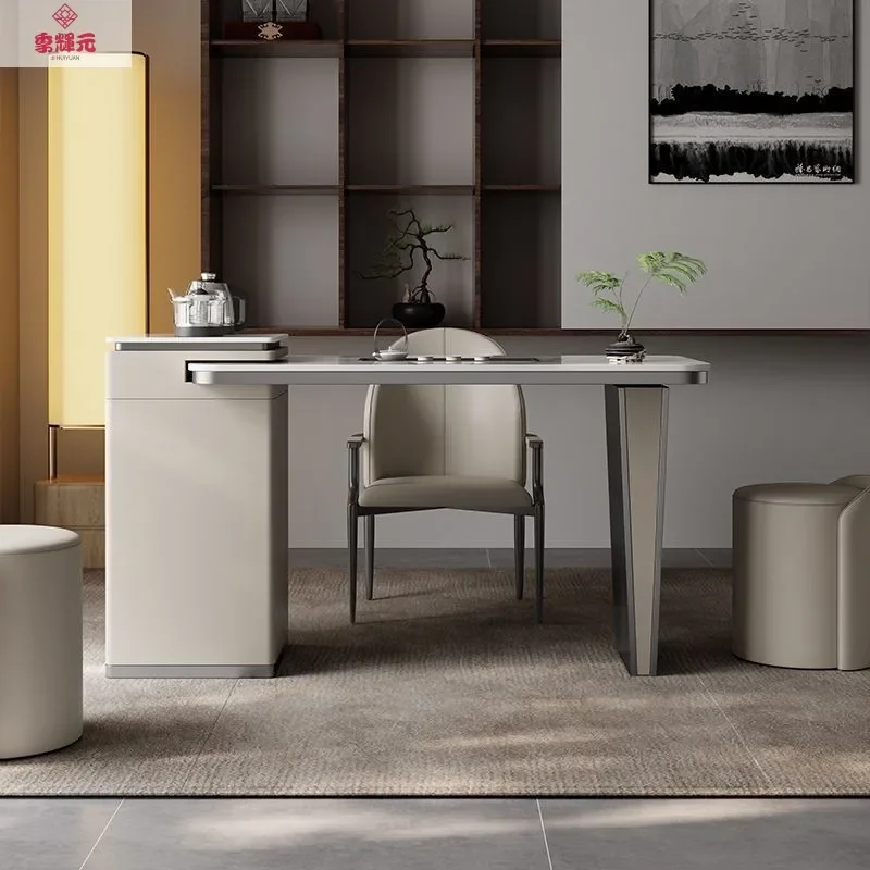 Light luxury rock slab tea table and chair combination one table and five chairs simple home balcony living