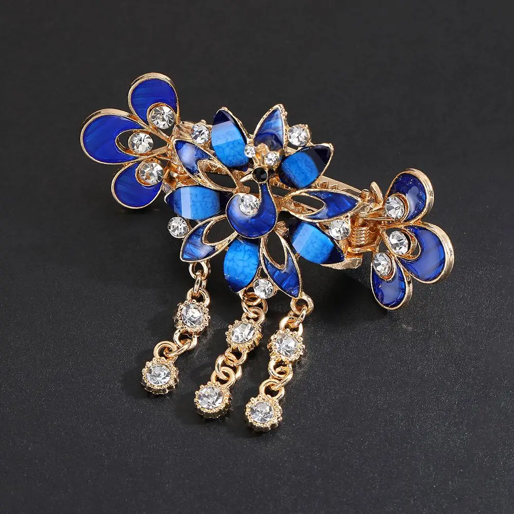 

Korean Style Female Hairpins Hair Accessories Women Girls Tassel Rhinestone Peacock Small Hair Clips Ladies New Headwear