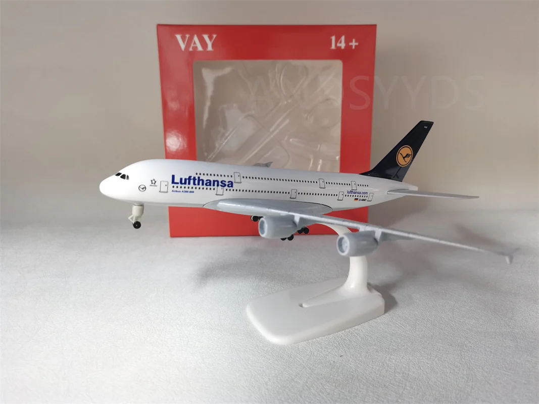 

20CM Lufthansa A380 Metal Aircraft Airliner Model Plane Models Alloy Material With Landing Gear Wheels Gift for Display