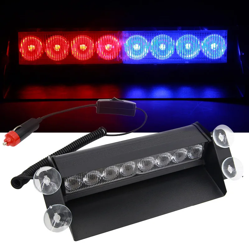 8LED Multi Mode Strobe Signal Emergency Windshield Warning Beacon Lights Red Blue Yellow Amber White Auto Car Accessories