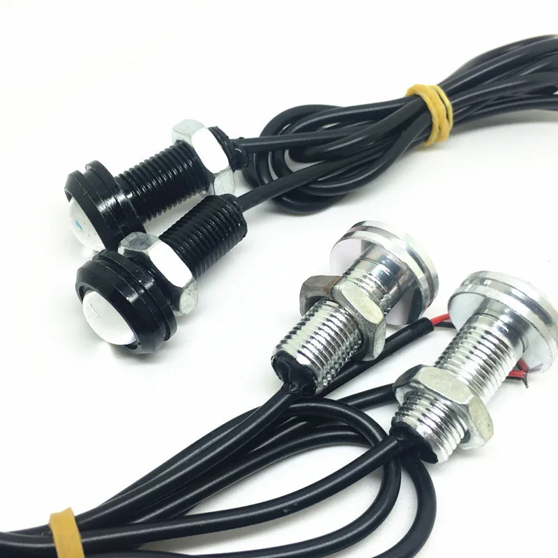 2pcs New 18MM Car Eagle Eye Silver Shell DRL Led Daytime Running Lights LED 12V Backup Reversing Parking Signal Automobiles Lamp