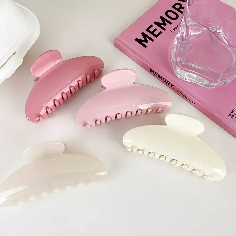 Elegant 11cm Solid Color Hair Claw Medium Size Sweet Hair Clip Shark Clip Women Hair Accessories Headwear